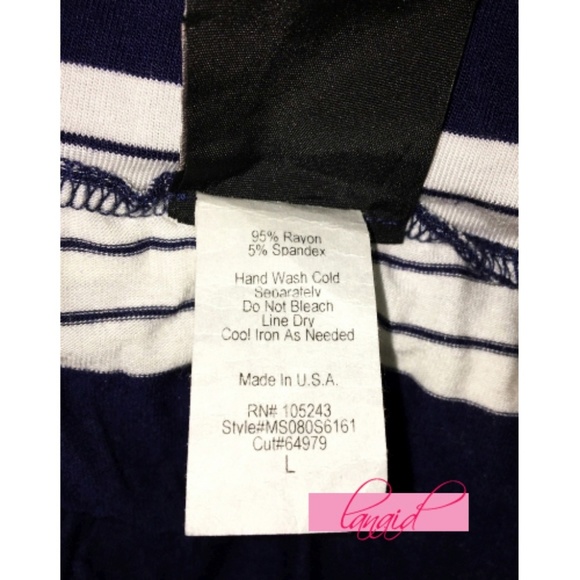 Navy White Ivory Striped Ruched Long Maxi Midi High-Waist Soft Sundress Skirt L - Picture 5 of 6